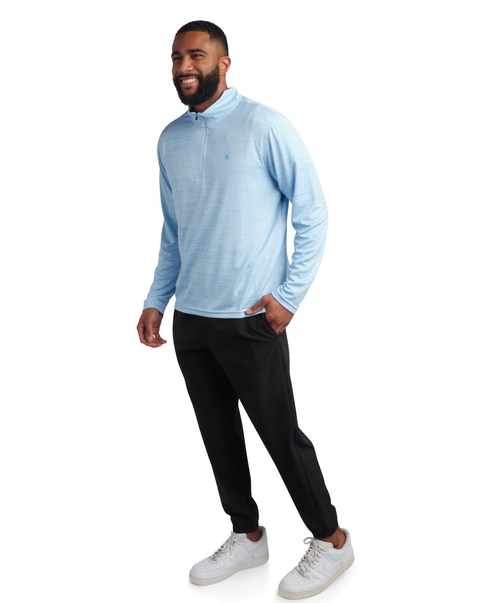 Mens Long Sleeve Honeycomb Quarter Zip - Sky Blue by Spyder