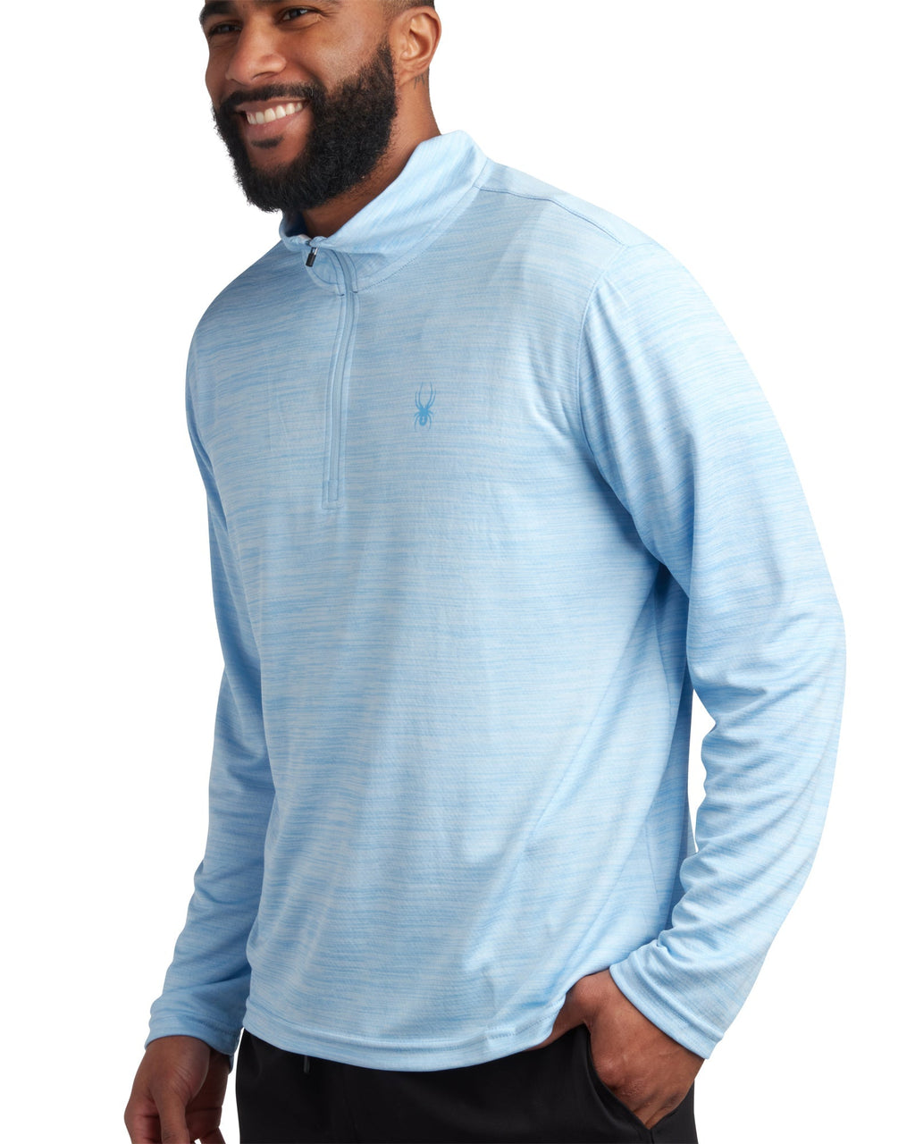 Mens Long Sleeve Honeycomb Quarter Zip - Sky Blue by Spyder