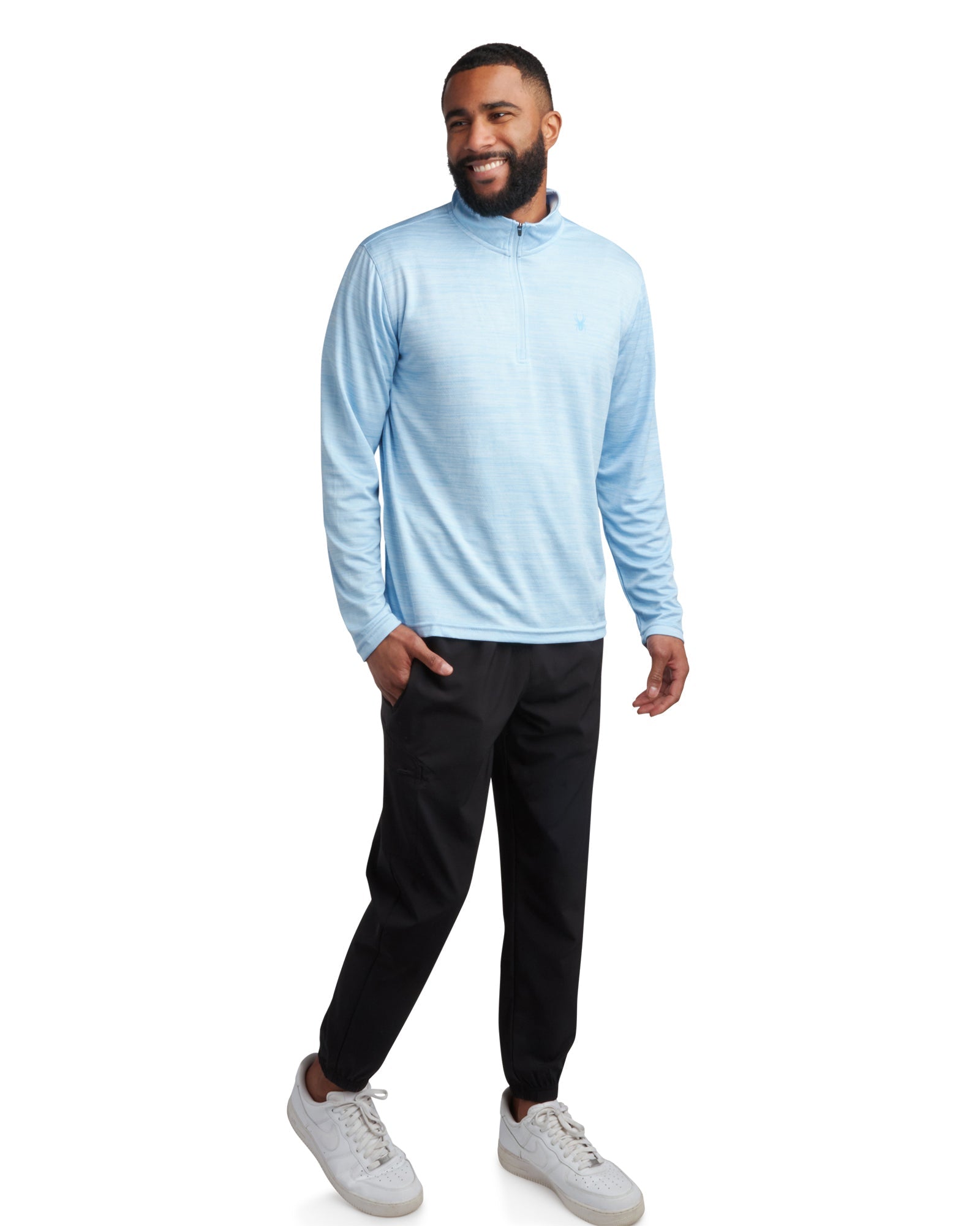Mens Long Sleeve Honeycomb Quarter Zip - Sky Blue by Spyder