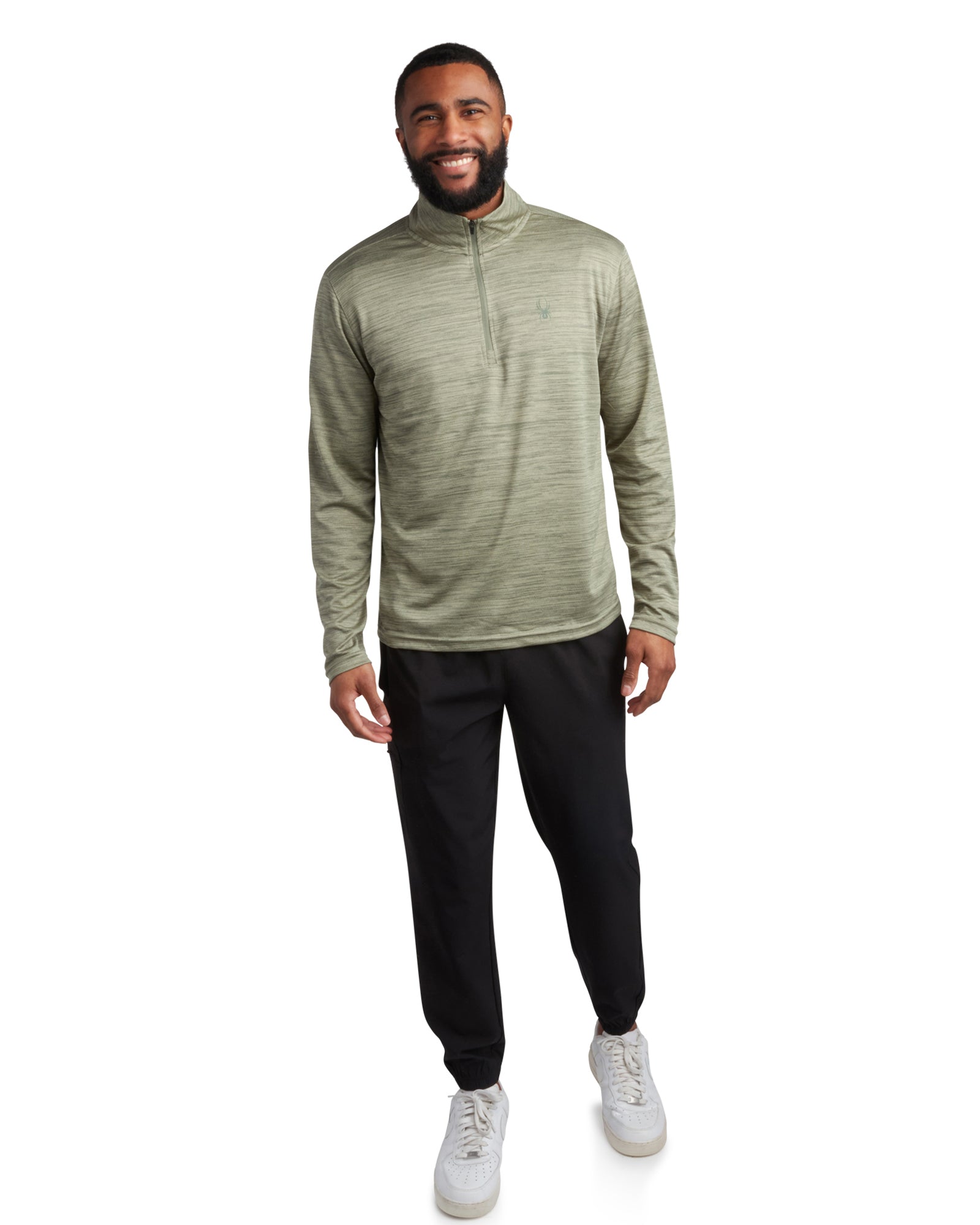 Mens Long Sleeve Honeycomb Quarter Zip - Spruce Green by Spyder