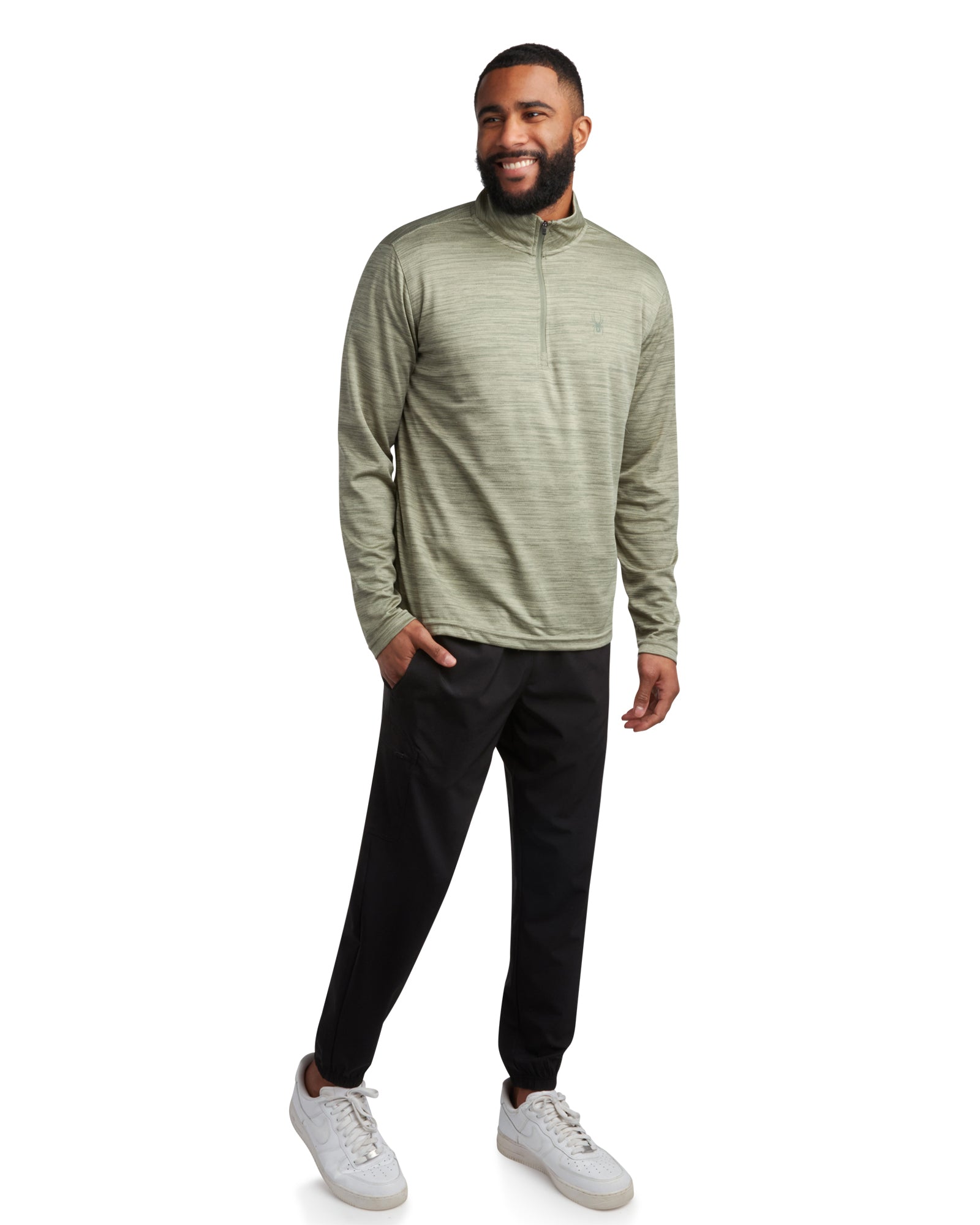 Mens Long Sleeve Honeycomb Quarter Zip - Spruce Green by Spyder