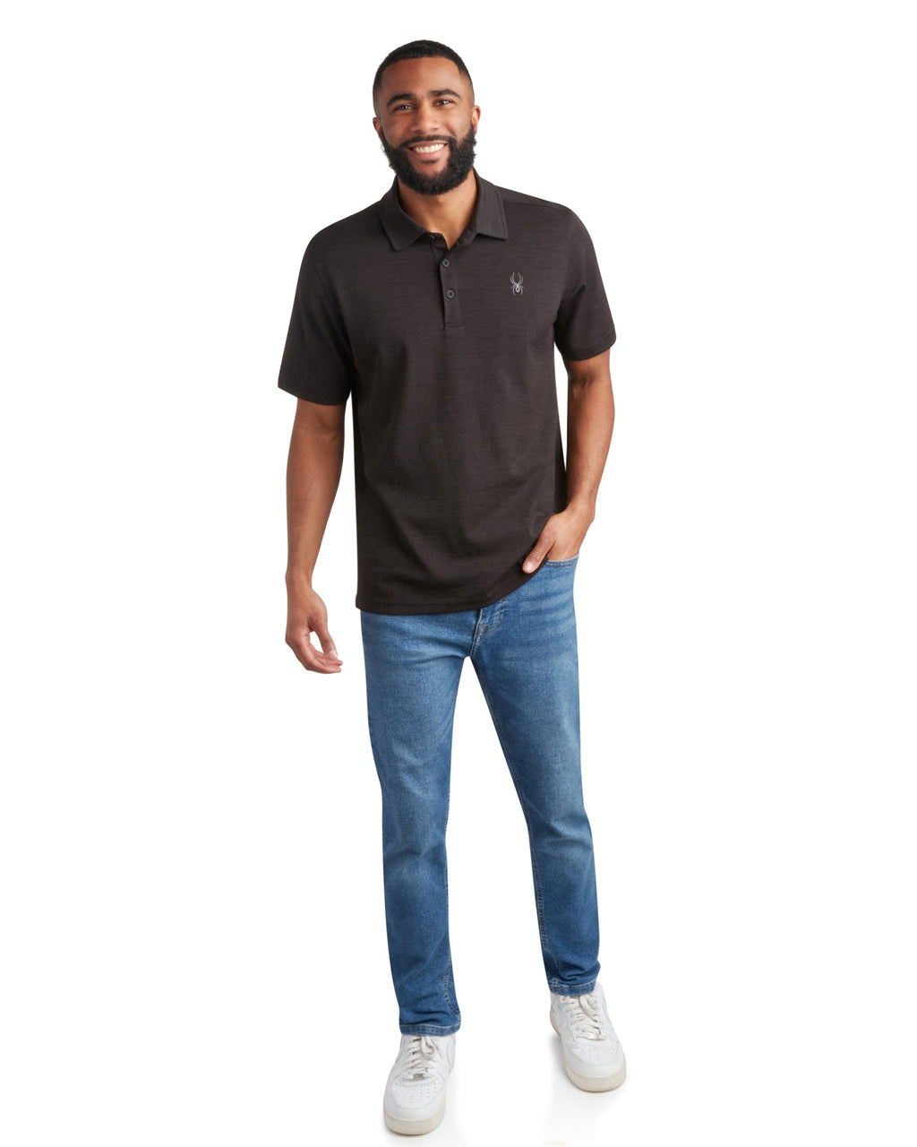 Mens Short Sleeve Tech Pique - Heather Black by Spyder