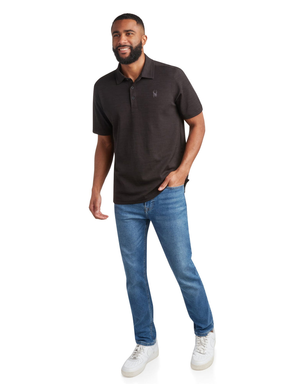 Mens Short Sleeve Tech Pique - Heather Black by Spyder