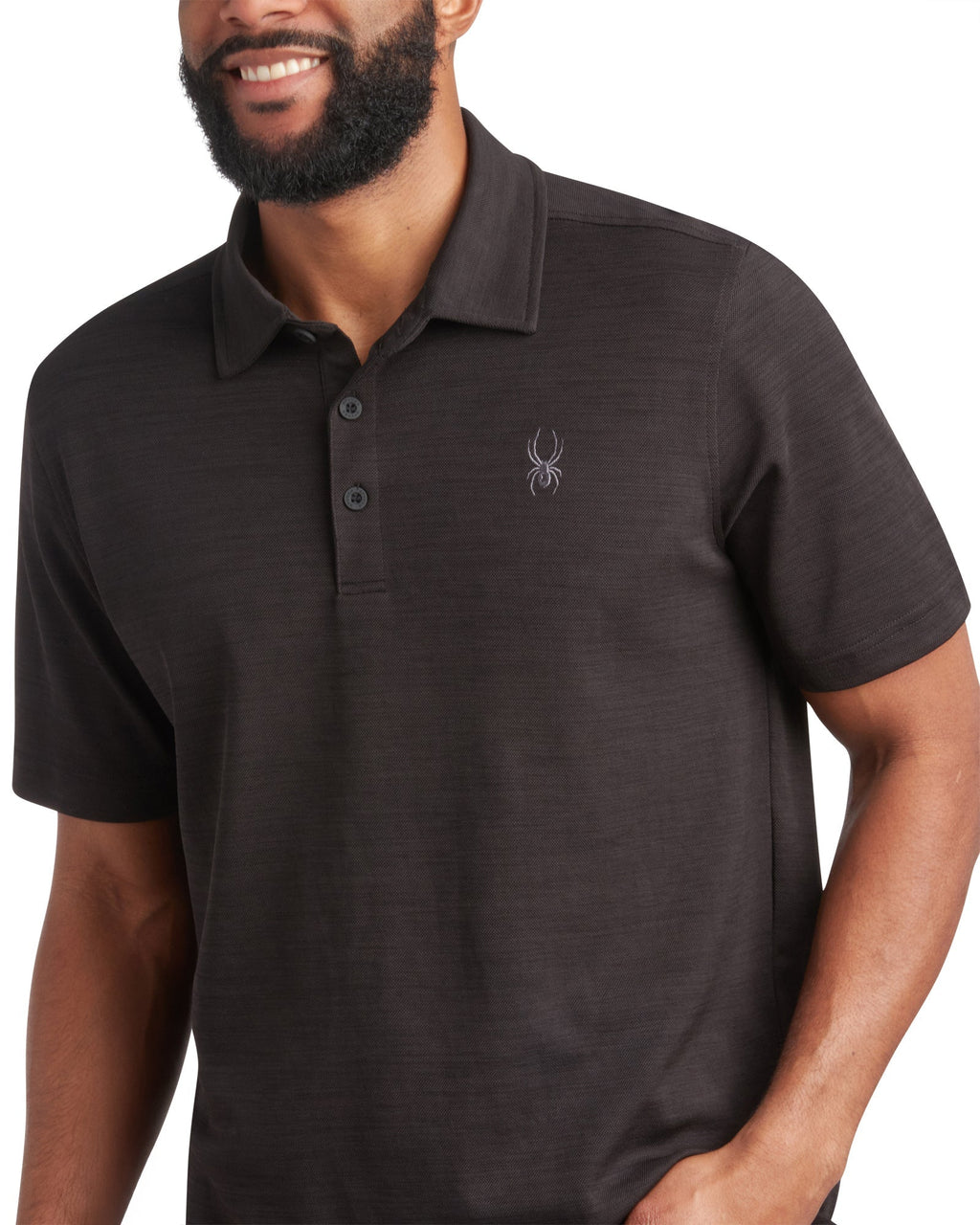 Mens Short Sleeve Tech Pique - Heather Black by Spyder