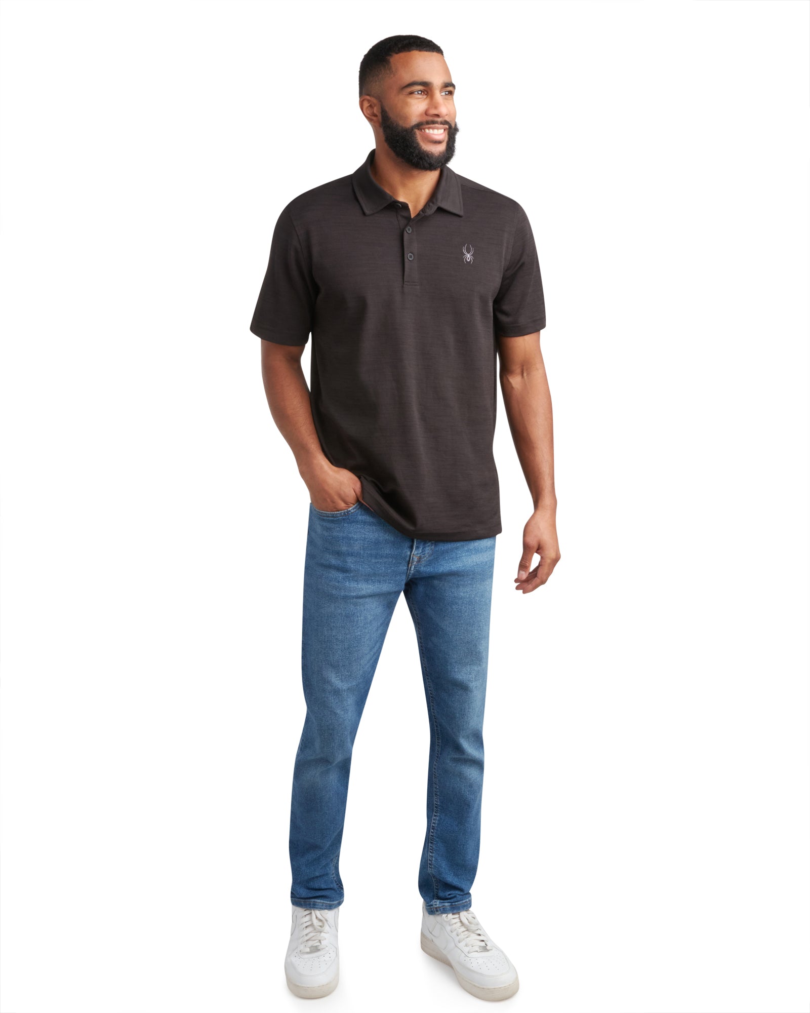 Mens Short Sleeve Tech Pique - Heather Black by Spyder