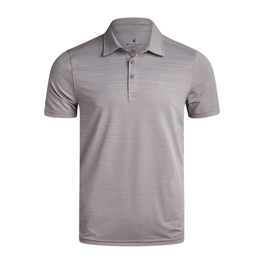 Gray striped polo shirt on a white background