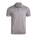 Gray striped polo shirt on a white background
