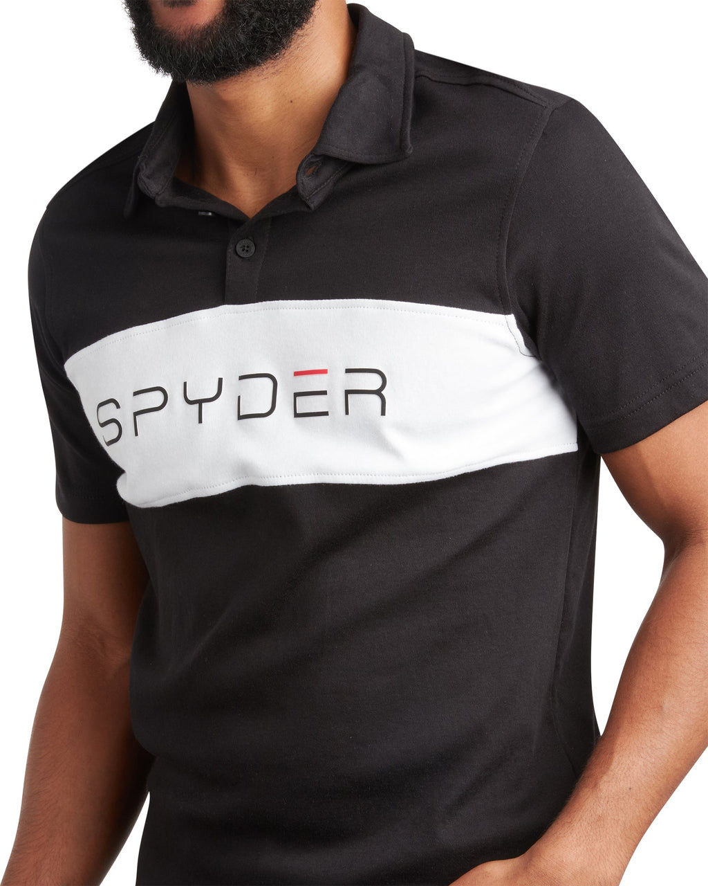Mens Short Sleeve Interlock Color Block - Black by Spyder