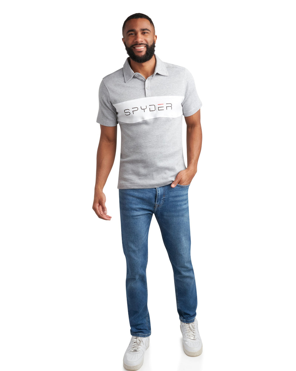 Mens Short Sleeve Interlock Color Block - Heather Grey by Spyder