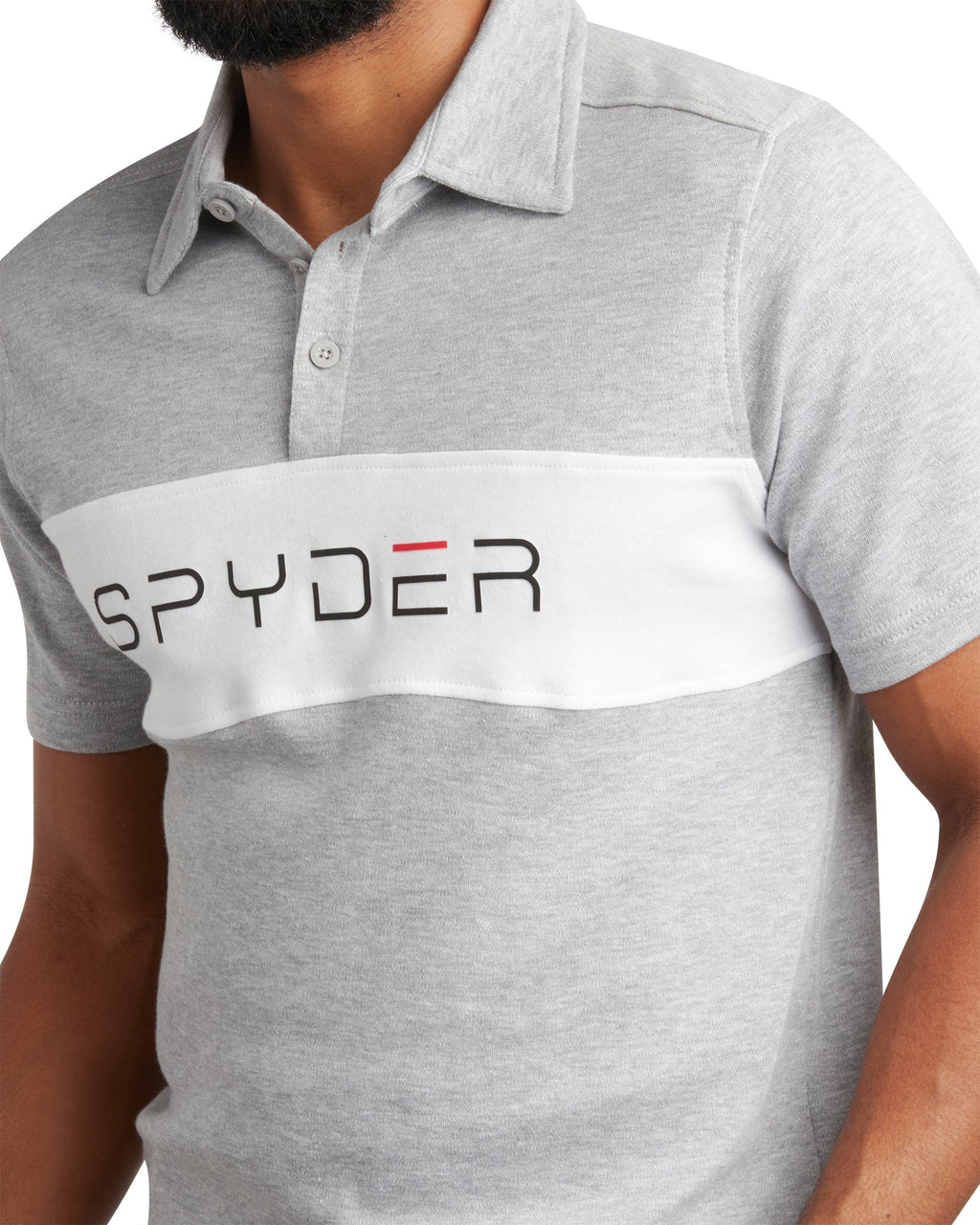 Mens Short Sleeve Interlock Color Block - Heather Grey by Spyder