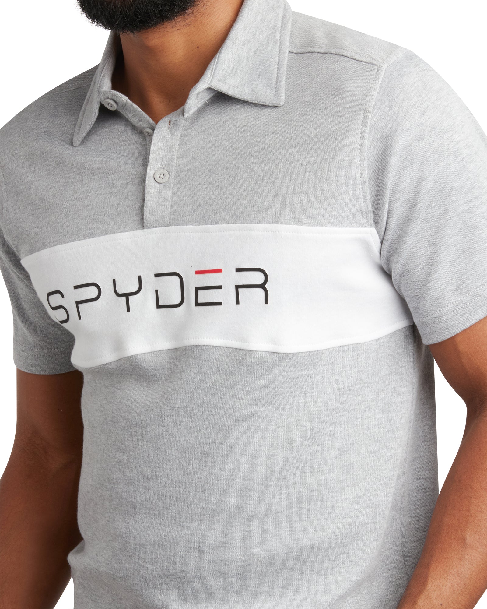 Mens Short Sleeve Interlock Color Block - Heather Grey by Spyder