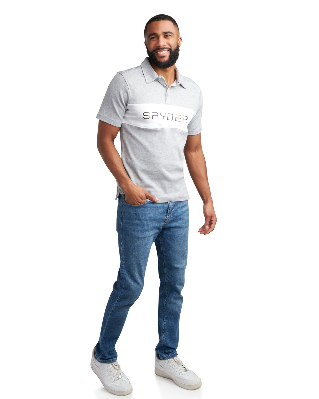 Mens Short Sleeve Interlock Color Block - Heather Grey by Spyder