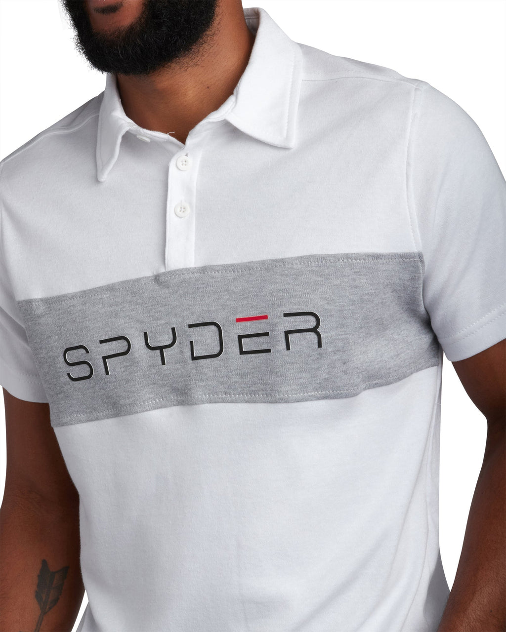 Mens Short Sleeve Interlock Color Block - White by Spyder