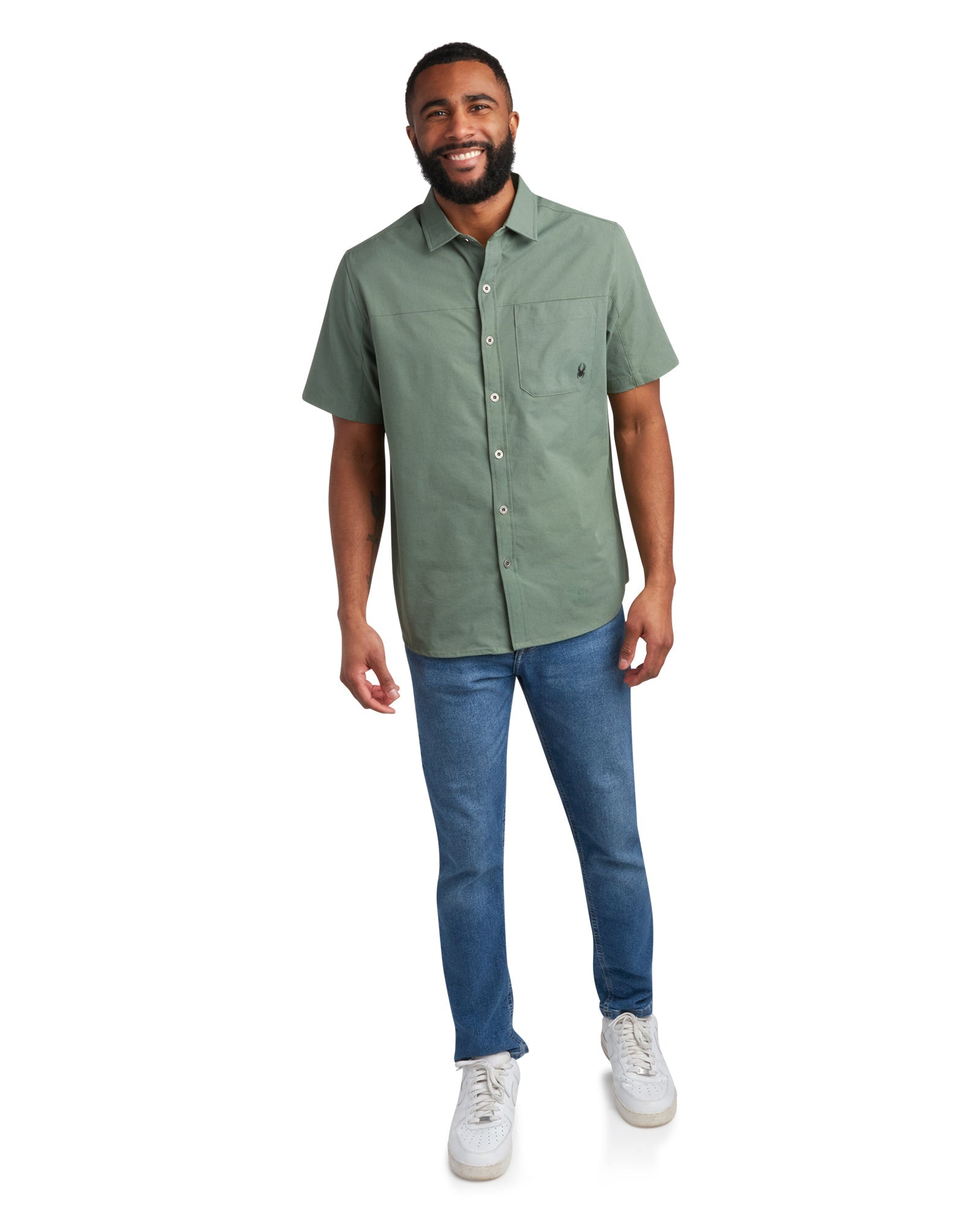 Mens Short Sleeve Ripstop - Spruce Green by Spyder
