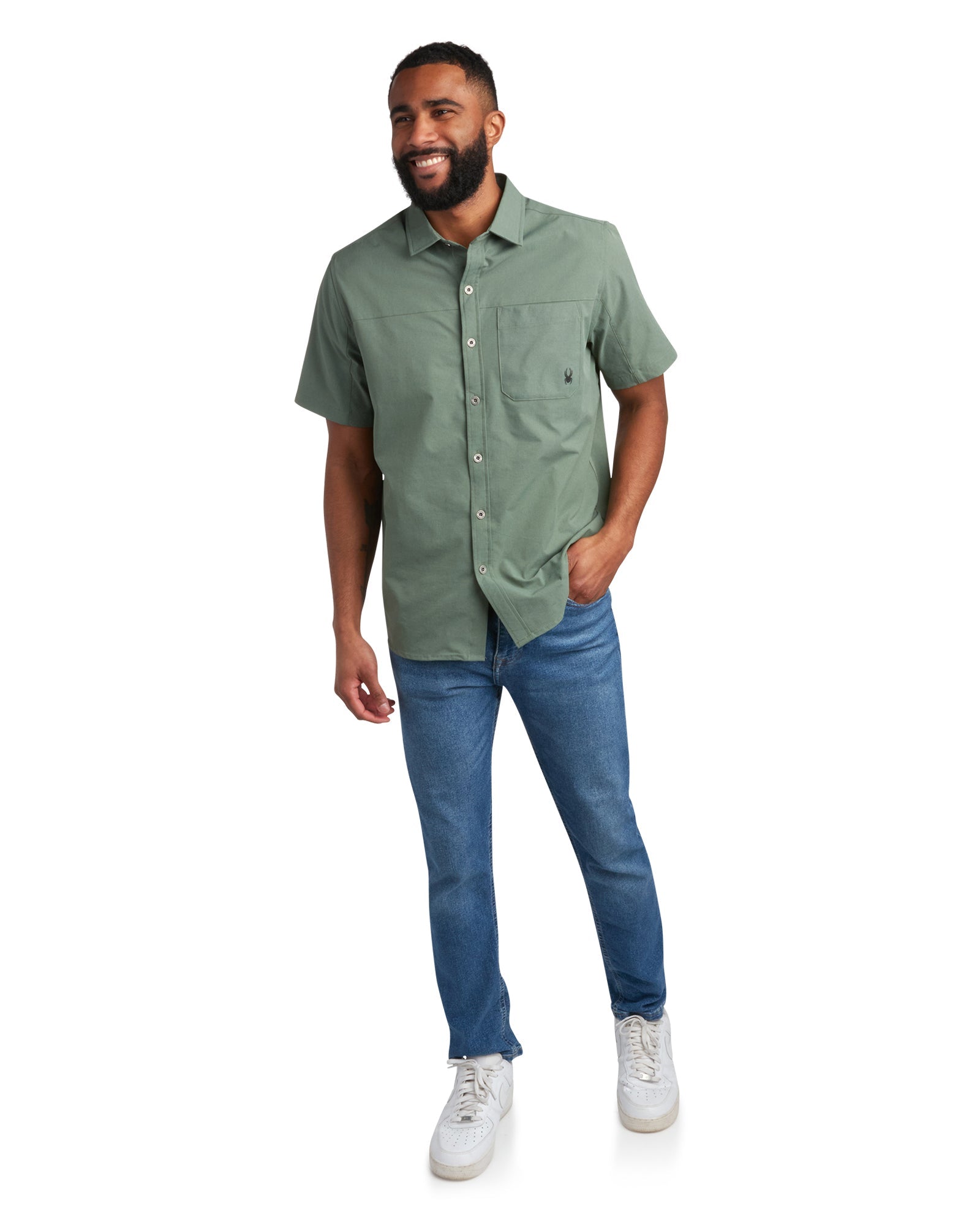 Mens Short Sleeve Ripstop - Spruce Green by Spyder