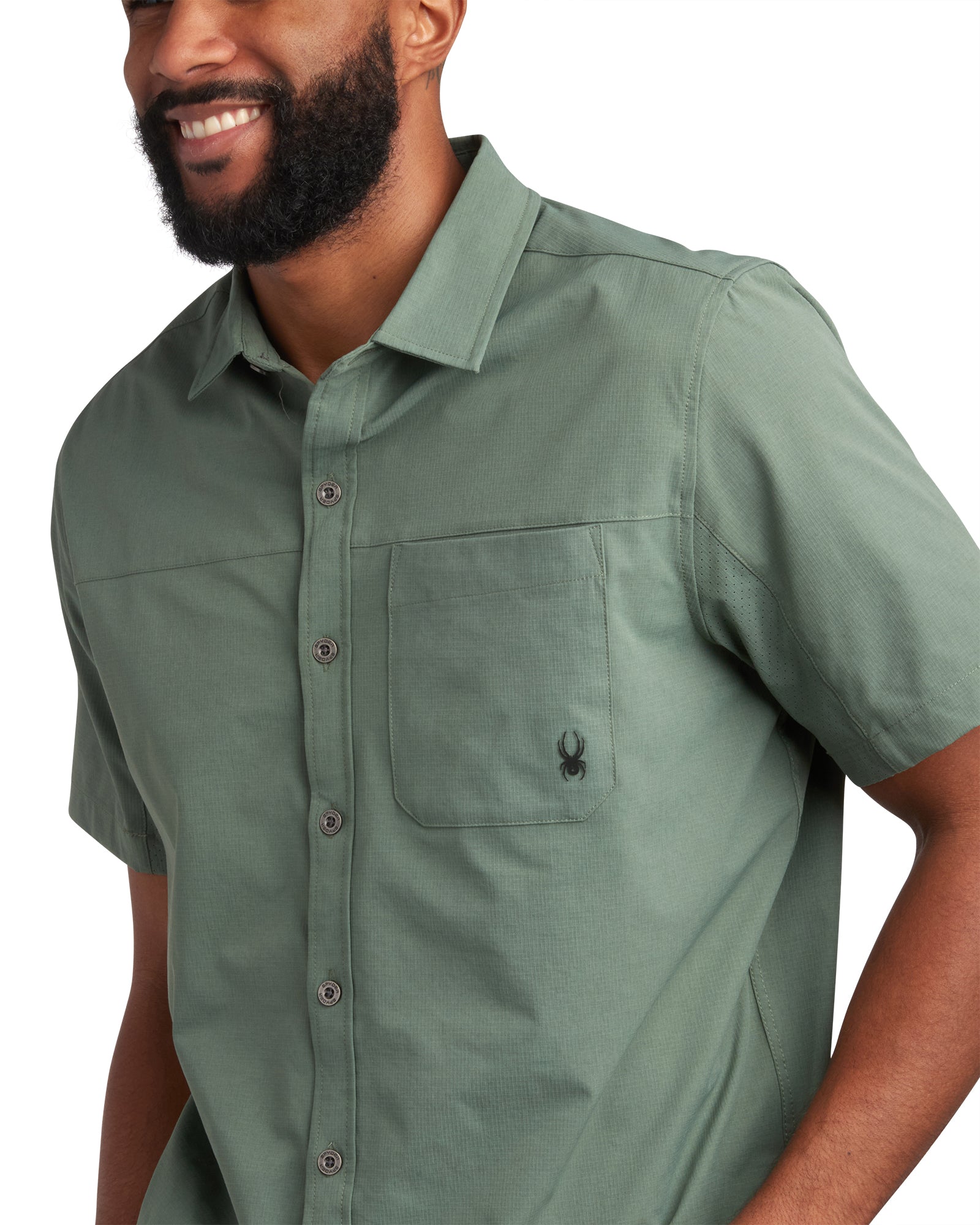 Mens Short Sleeve Ripstop - Spruce Green by Spyder