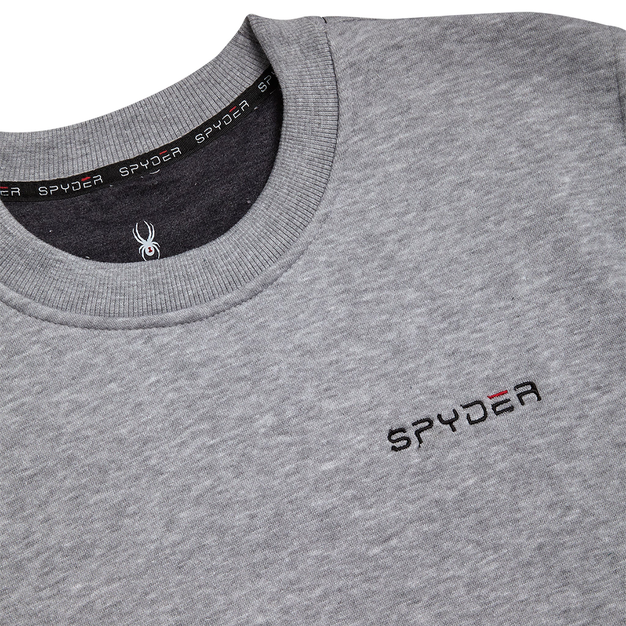 Gray t-shirt with Spyder logo on a white background