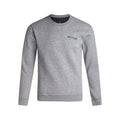 Gray sweatshirt with a brand logo on a white background