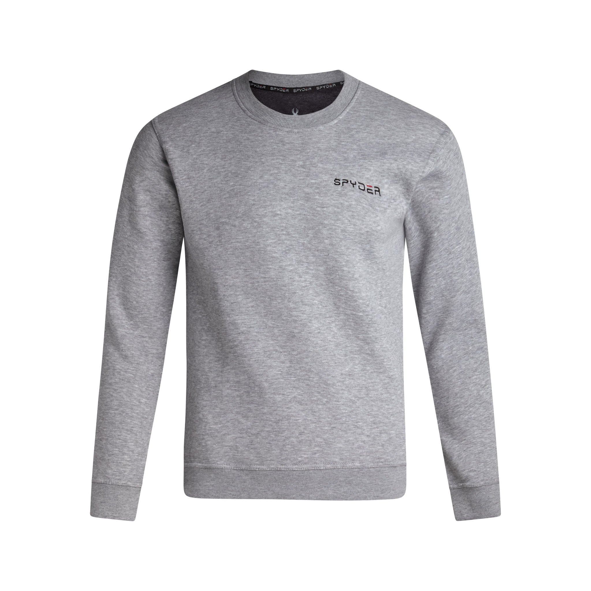 Gray sweatshirt with a brand logo on a white background