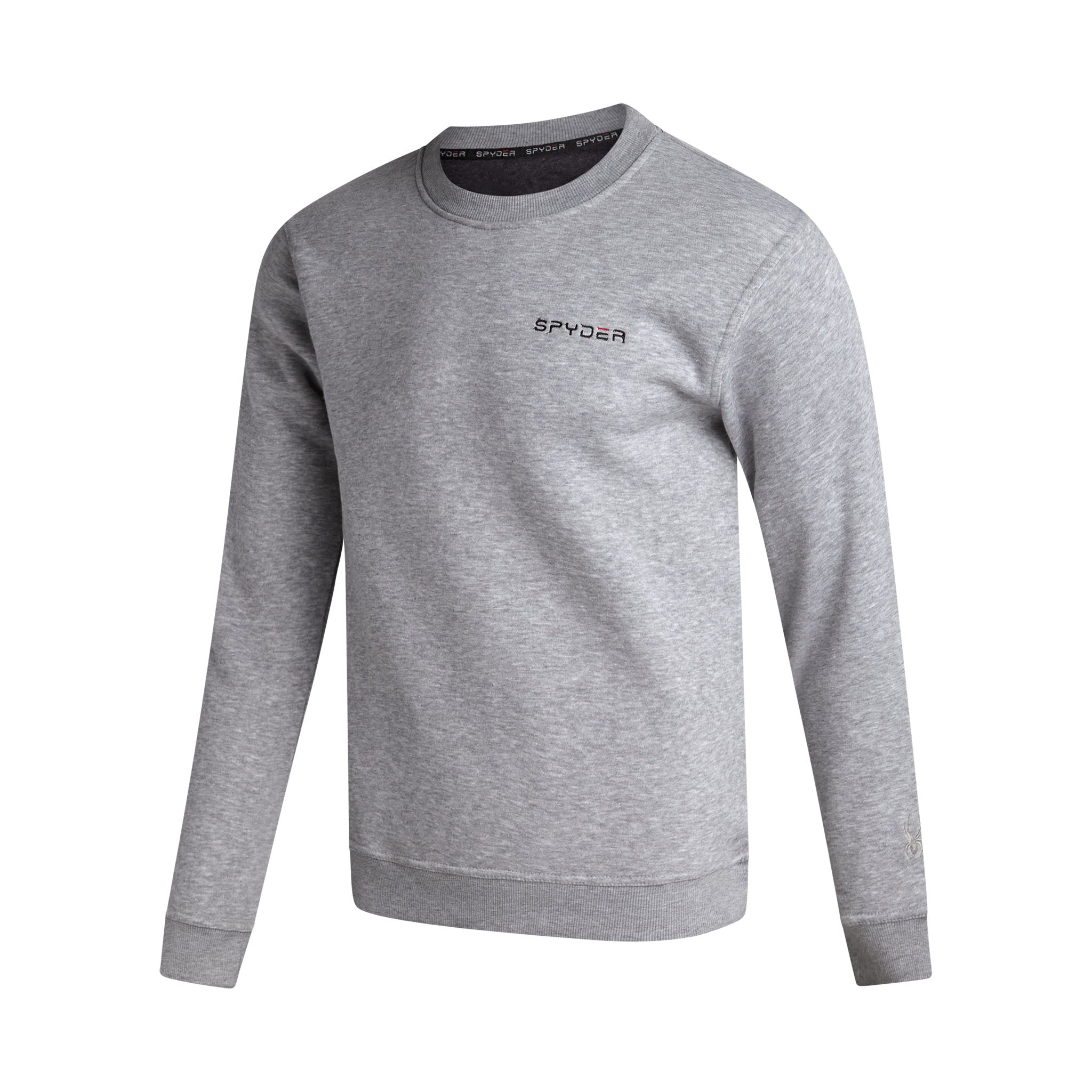 Gray sweatshirt with Spyder logo on a white background