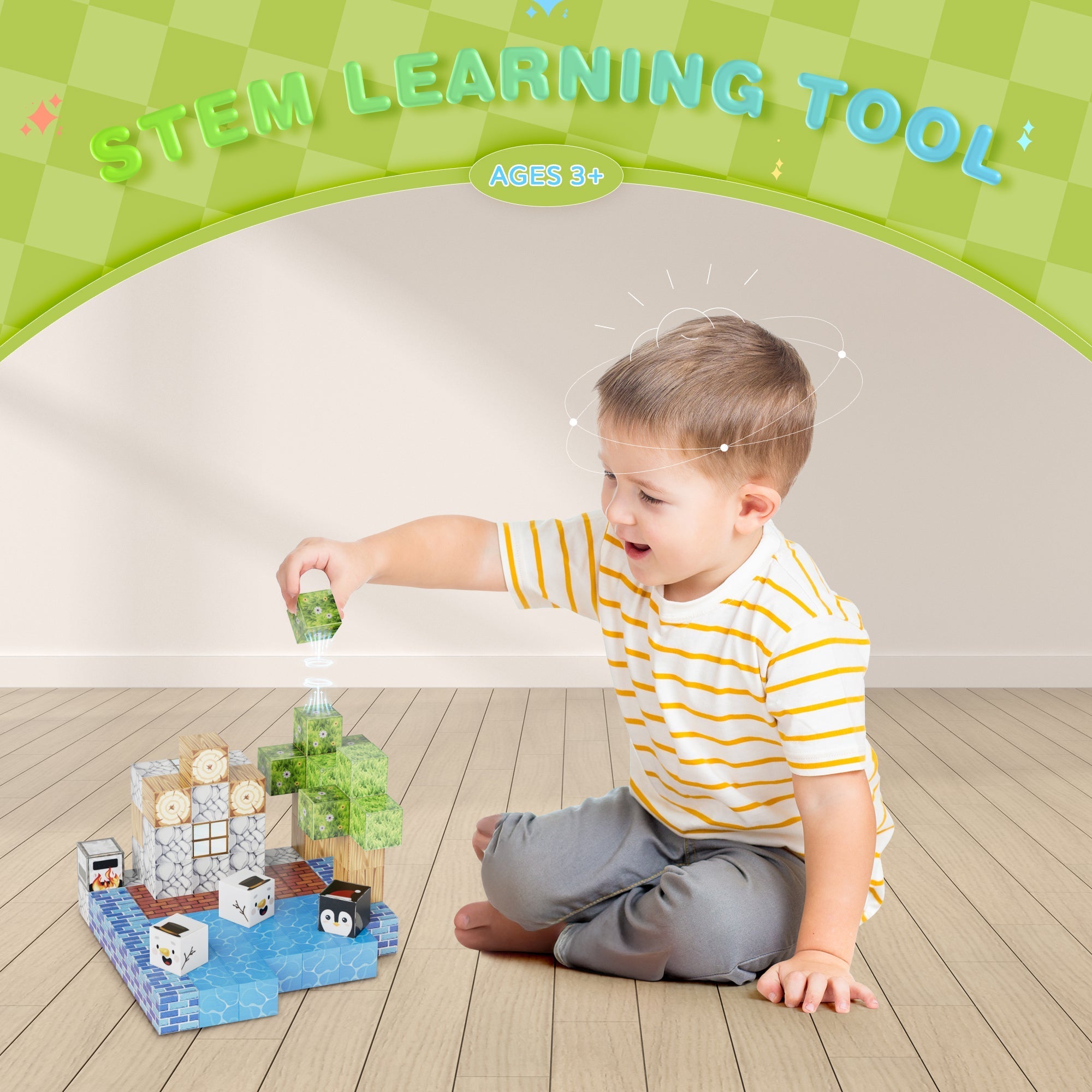 Contixo ST13 Magnetic Blocks, 100 PCS Magnetic Building Cube Game, Sensory Toys for Boys & Girls, STEM Stacking Toy Gifts for Age 3-12 by Contixo