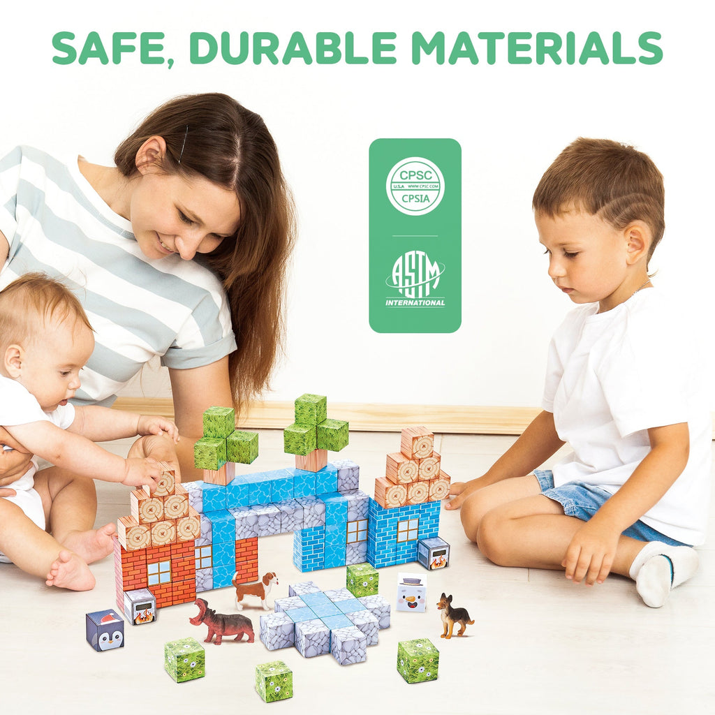 Contixo ST13 Magnetic Blocks, 100 PCS Magnetic Building Cube Game, Sensory Toys for Boys & Girls, STEM Stacking Toy Gifts for Age 3-12 by Contixo