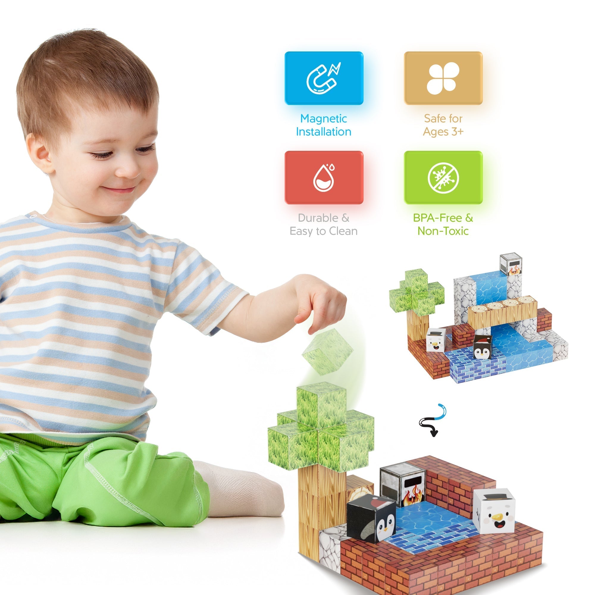 Contixo ST13 Magnetic Blocks, 100 PCS Magnetic Building Cube Game, Sensory Toys for Boys & Girls, STEM Stacking Toy Gifts for Age 3-12 by Contixo