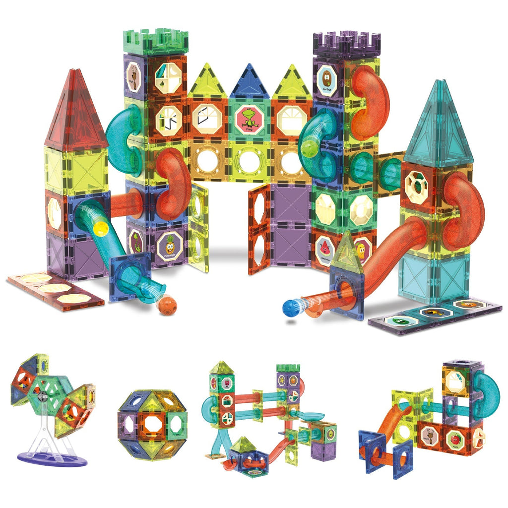 Contixo ST8 Magnetic Light-Up 3D Tiles Building Set - 110 Piece STEM Marble Run Blocks for Kids, Fun Educational Toy for Boys & Girls Ages by Contixo