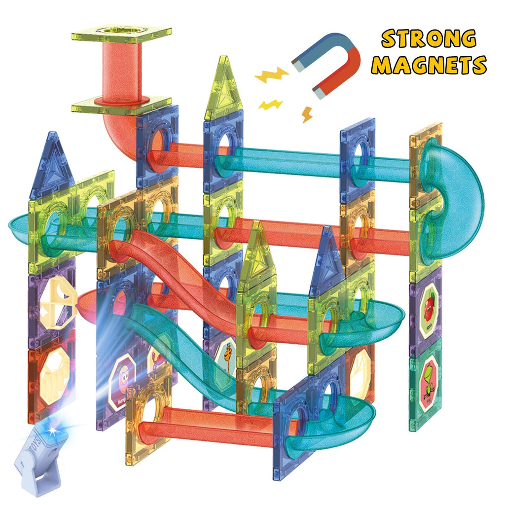 Contixo ST8 Magnetic Light-Up 3D Tiles Building Set - 110 Piece STEM Marble Run Blocks for Kids, Fun Educational Toy for Boys & Girls Ages by Contixo