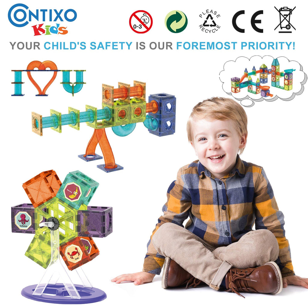 Contixo ST8 Magnetic Light-Up 3D Tiles Building Set - 110 Piece STEM Marble Run Blocks for Kids, Fun Educational Toy for Boys & Girls Ages by Contixo