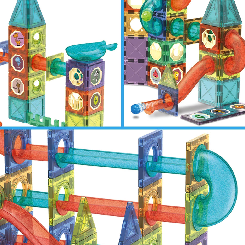 Contixo ST8 Magnetic Light-Up 3D Tiles Building Set - 110 Piece STEM Marble Run Blocks for Kids, Fun Educational Toy for Boys & Girls Ages by Contixo