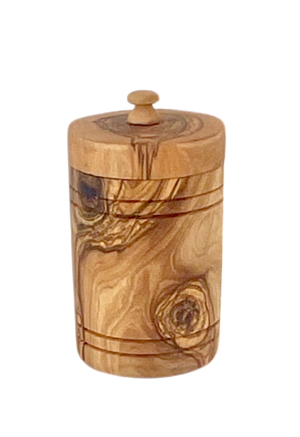 Olive Wood Spice Jar Salt Keeper W/Lid