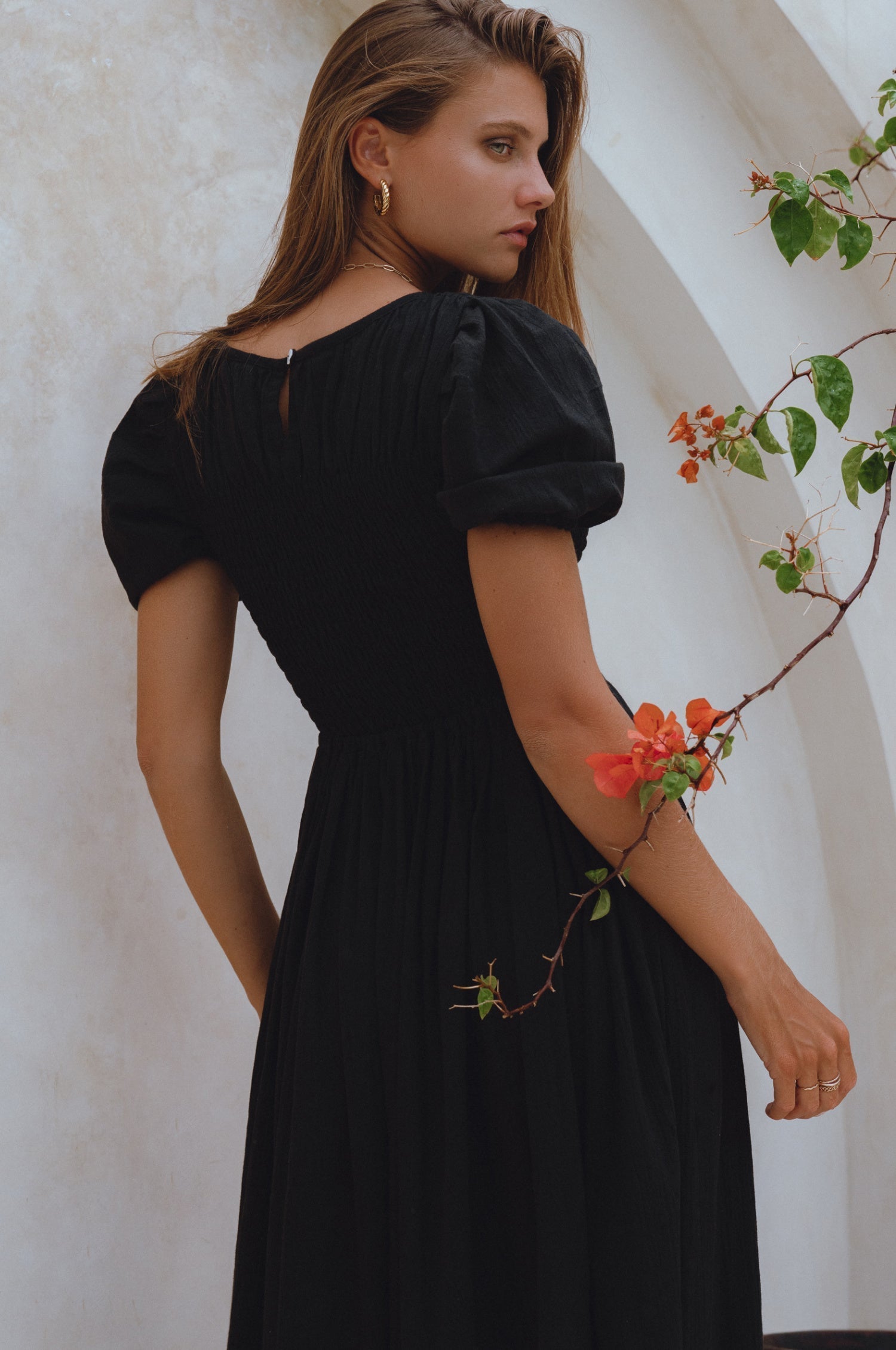 Sophie Smocked Linen Midi Dress