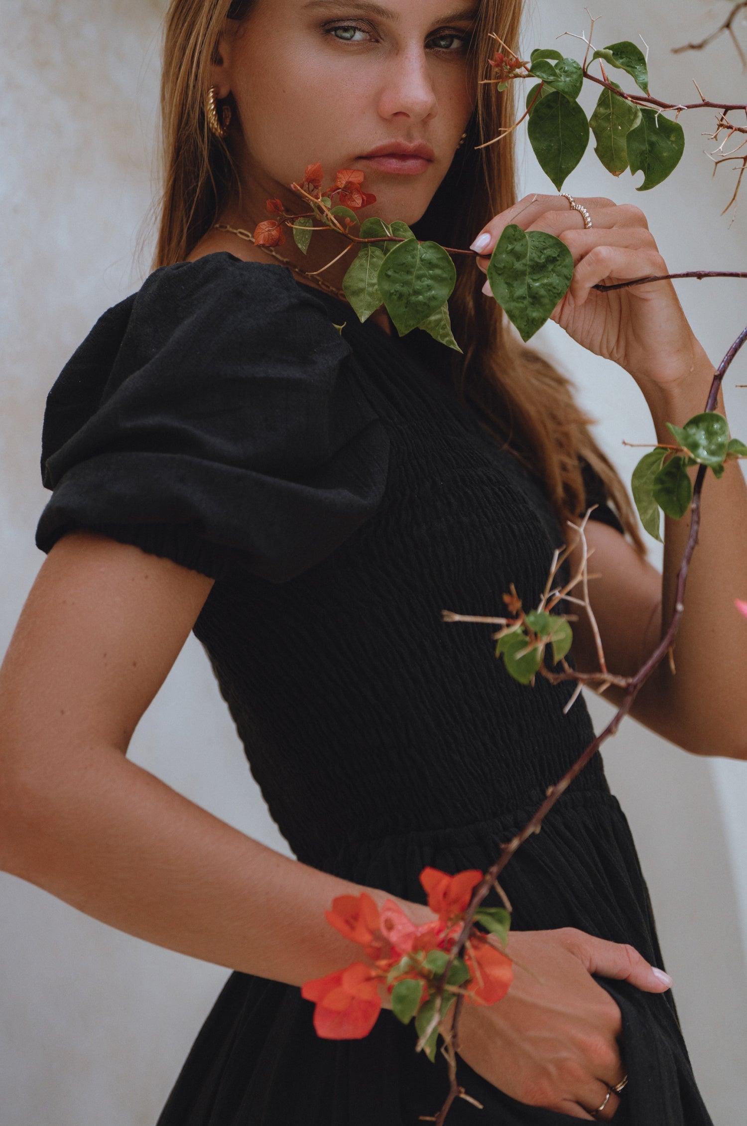 Sophie Smocked Linen Midi Dress