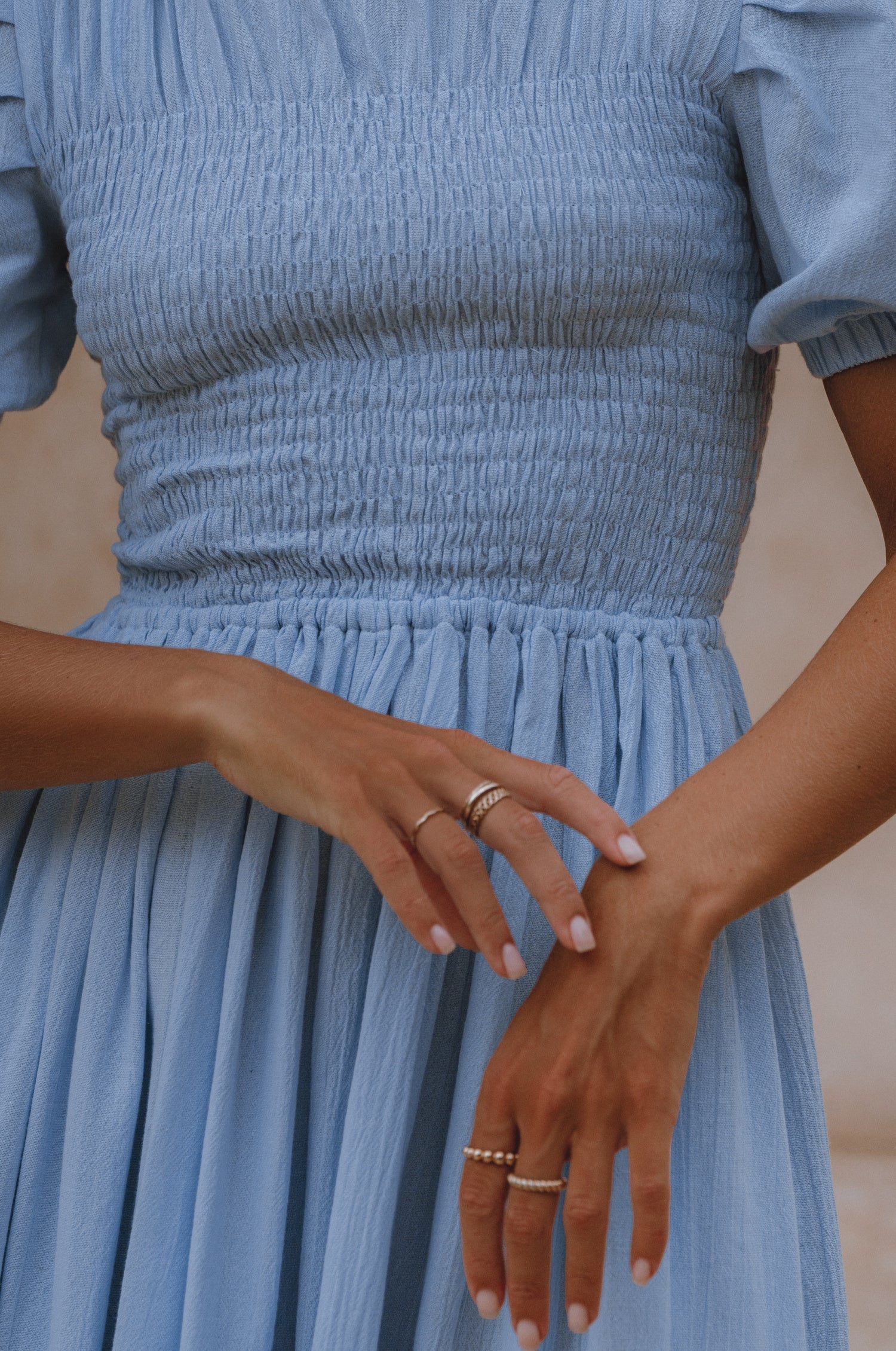 Sophie Smocked Linen Midi Dress