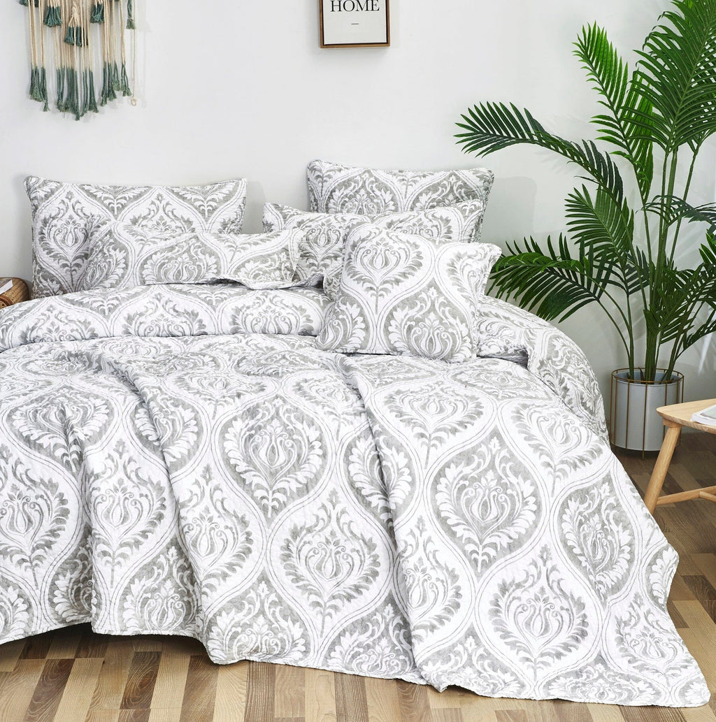 Tache Paisley Damask Matelasse Austere Grey Moon Sky Pillow Sham (TB300-199) - Tache Home Fashion