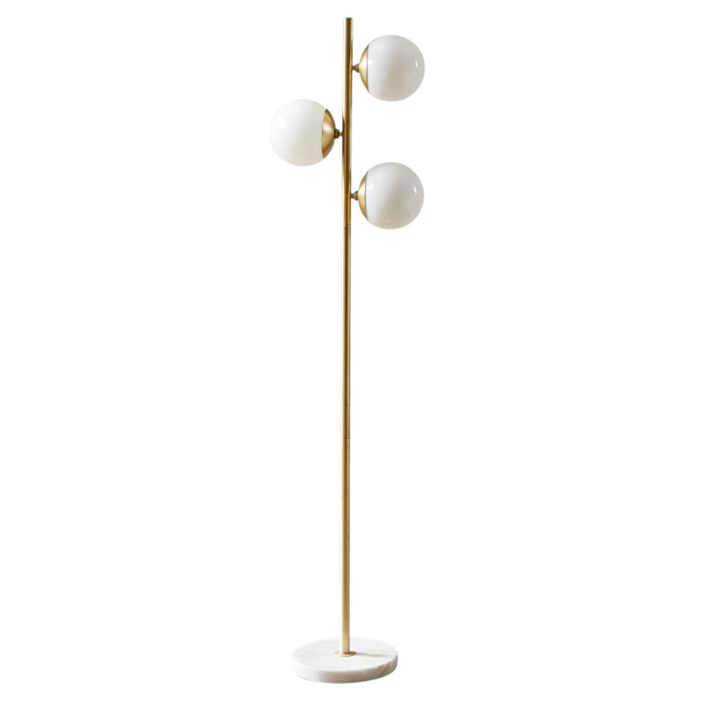 3-Globe Light Floor Lamp With Marble Base