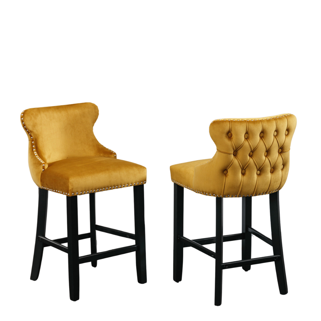 Yellow Velvet Barstool