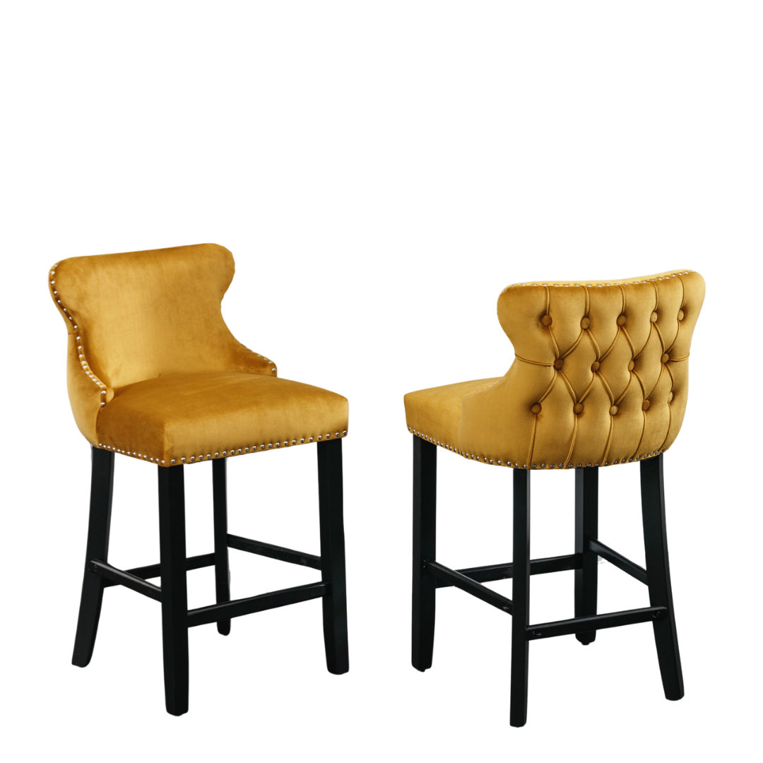 Yellow Velvet Barstool