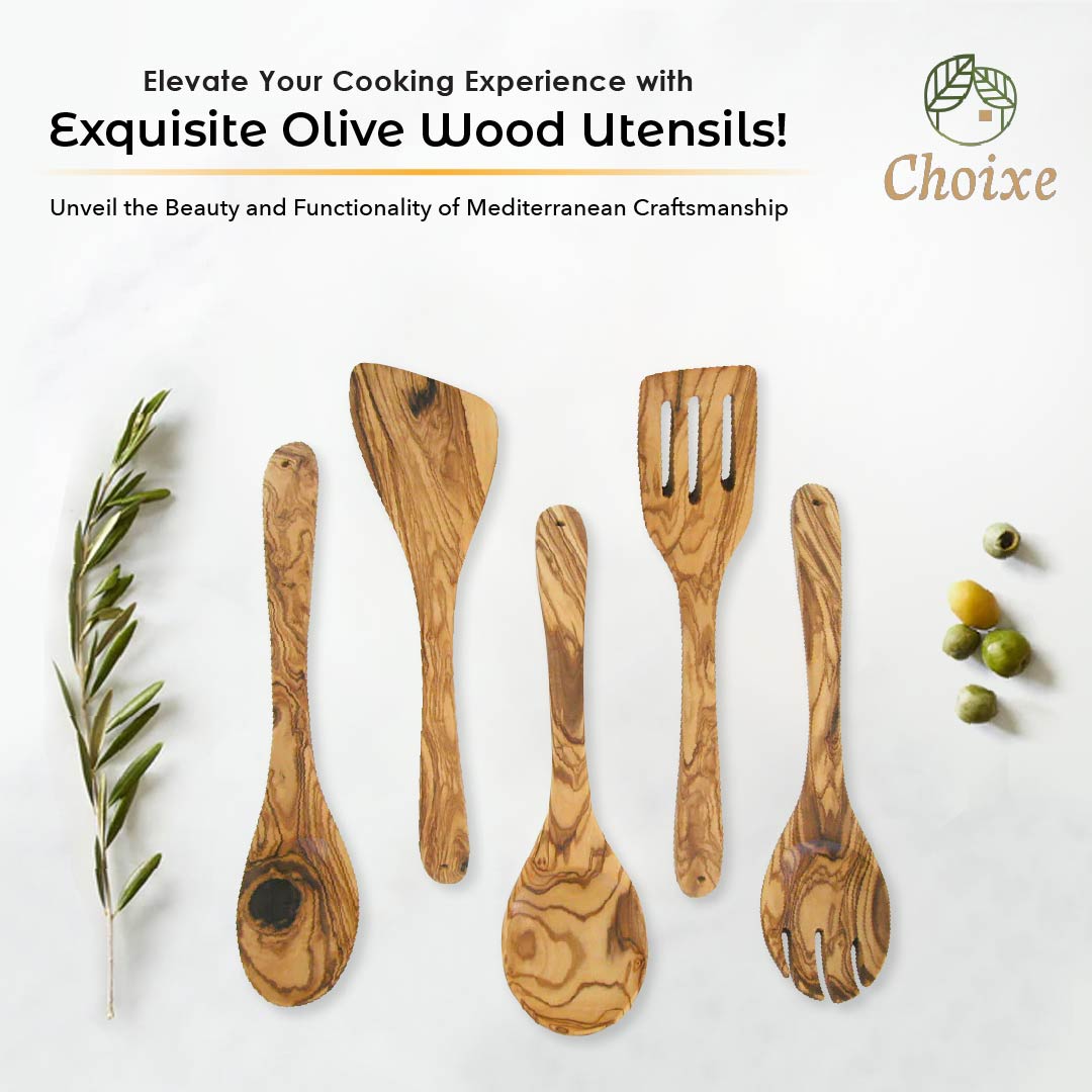 Olive Wood Kitchen Servers Set -5 Pcs