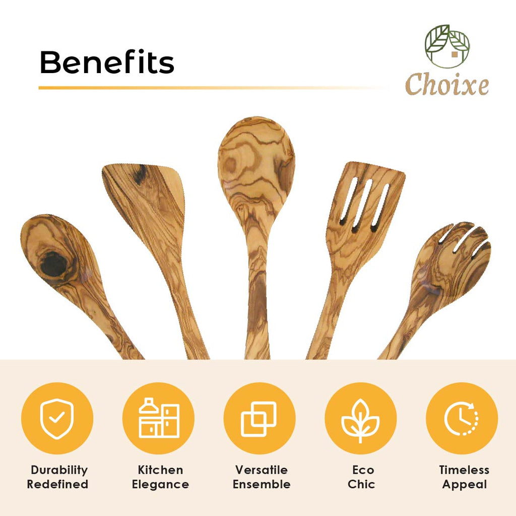 Olive Wood Kitchen Servers Set -5 Pcs