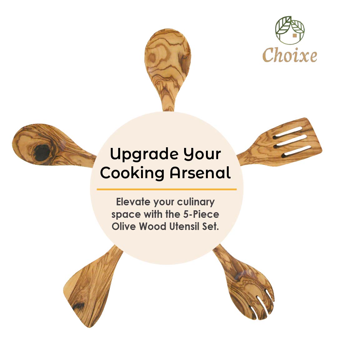 Olive Wood Kitchen Servers Set -5 Pcs