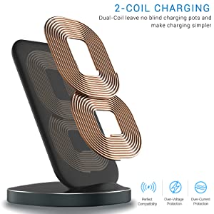 Contixo W3 Fast Wireless Charging Stand, Qi Compatible for Smartphones by Contixo