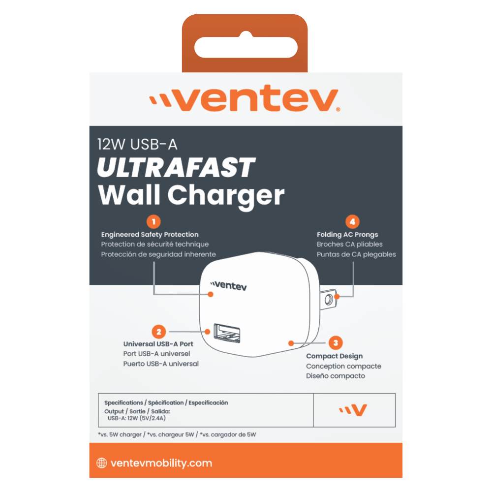 Ventev 12W USB-A Universal Mini Wall Charger by Ventev