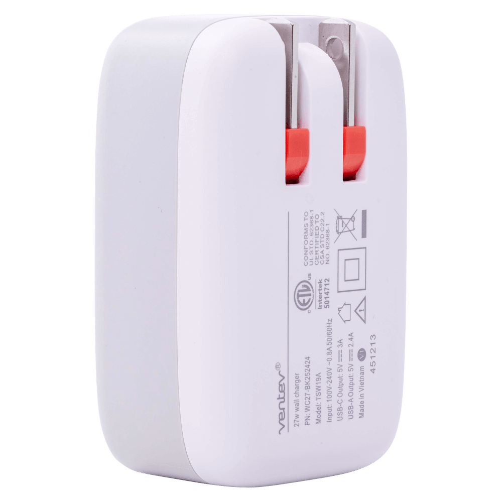 Ventev 27W ULTRAFAST USB C and USB A Dual Universal Wall Charger by Ventev
