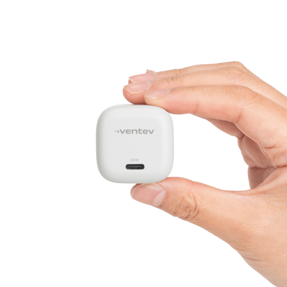Ventev 30W ULTRAFAST USB-C Mini GaN Wall Charger and USB-C to USB-C Cable by Ventev