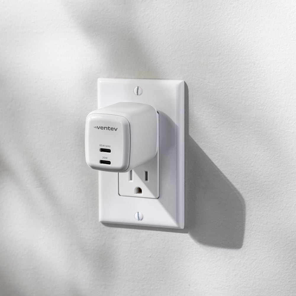 Ventev 65W ULTRAFAST USB C Universal Dual GaN Mini Wall Charger by Ventev