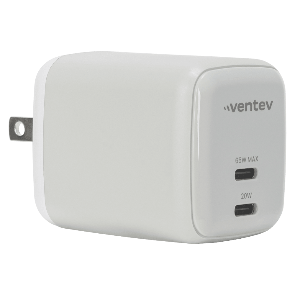Ventev 65W ULTRAFAST USB-C Universal Dual GaN Mini Wall Charger by Ventev