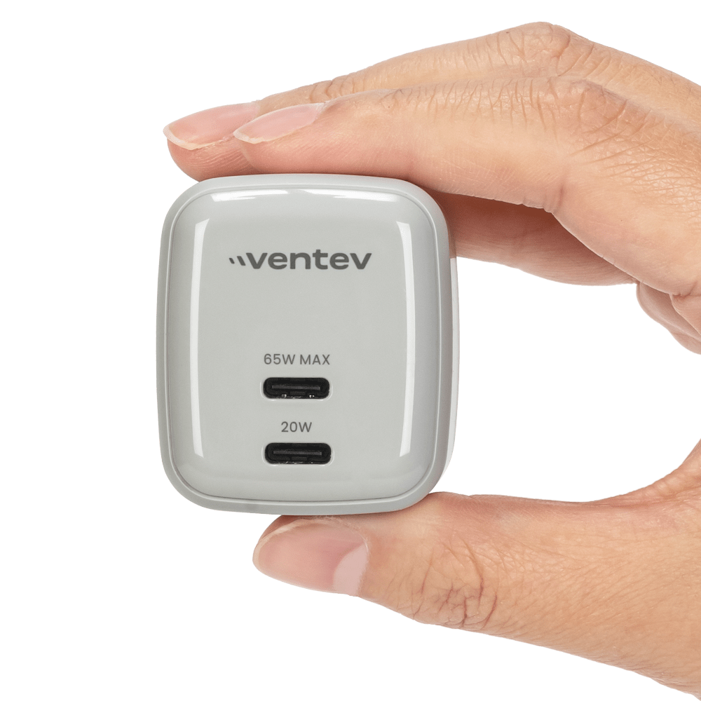 Ventev 65W ULTRAFAST USB-C Universal Dual GaN Mini Wall Charger by Ventev
