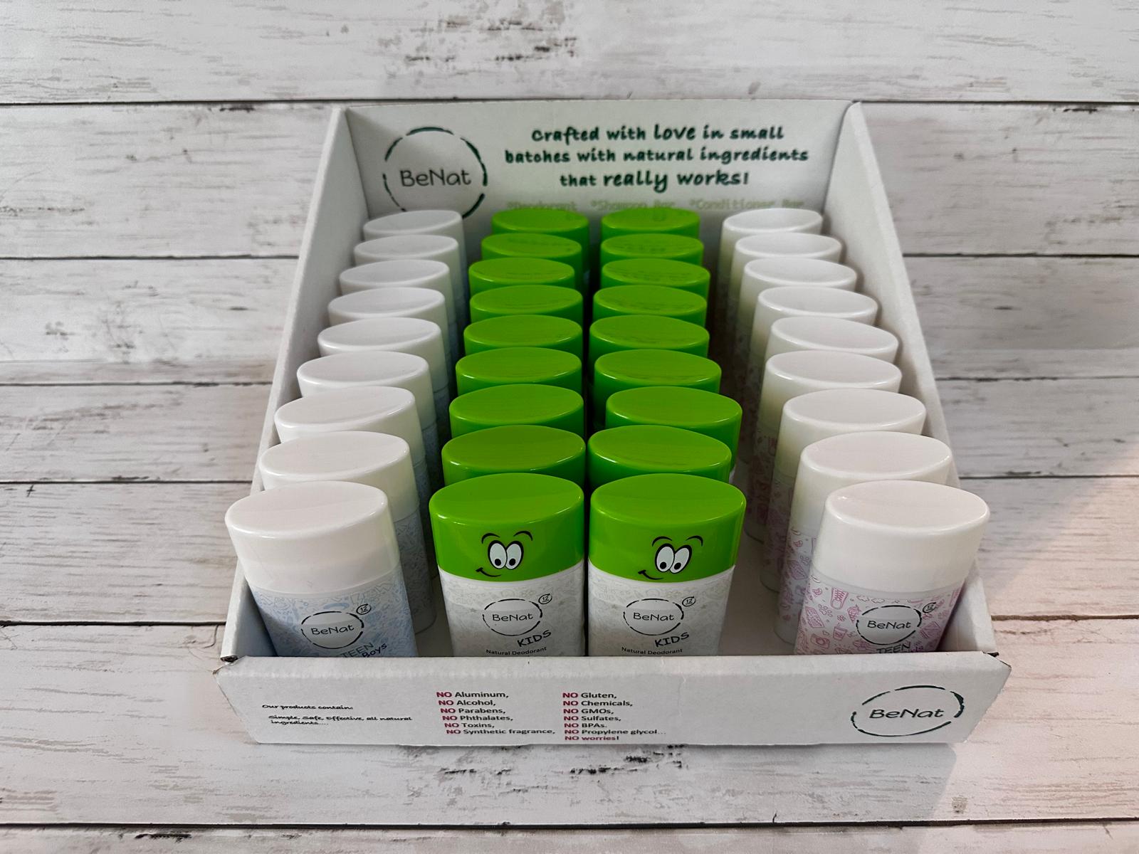 BeNat Kids & Teens Deodorants Retail Display Box